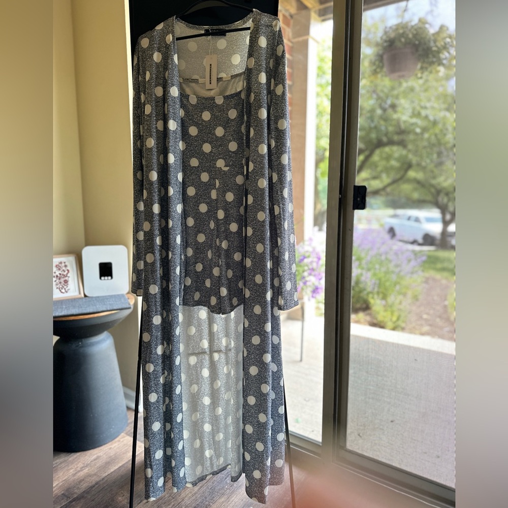 CBR Gray and White Polka Dot Sleepwear Matching Set